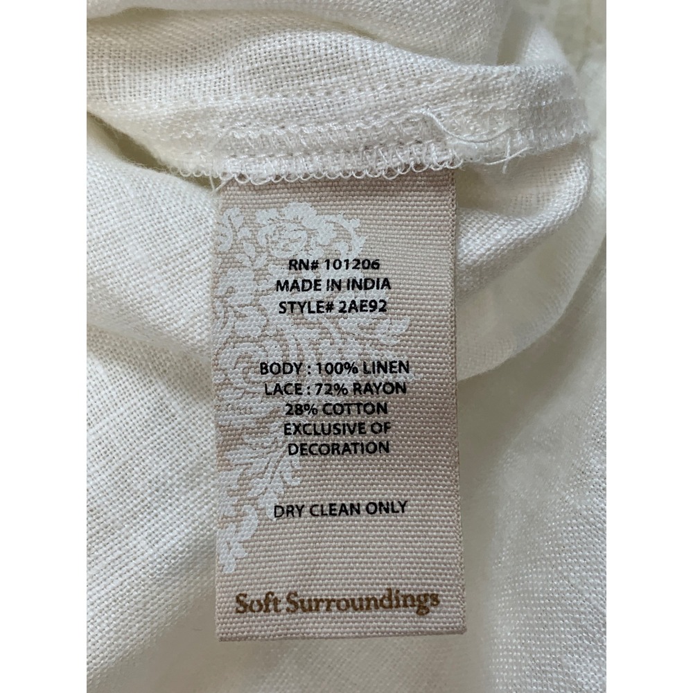 Soft Surroundings Linen Desert Tunic Top Embroidered Colorful Buttons India Sz L - Picture 4 of 8